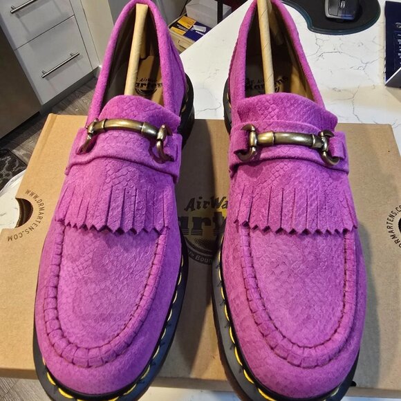 Dr. Martens Adrian Snaffle Repello Emboss Suede Kiltie Loafers Pink MENS SZ 11 - Picture 4 of 8